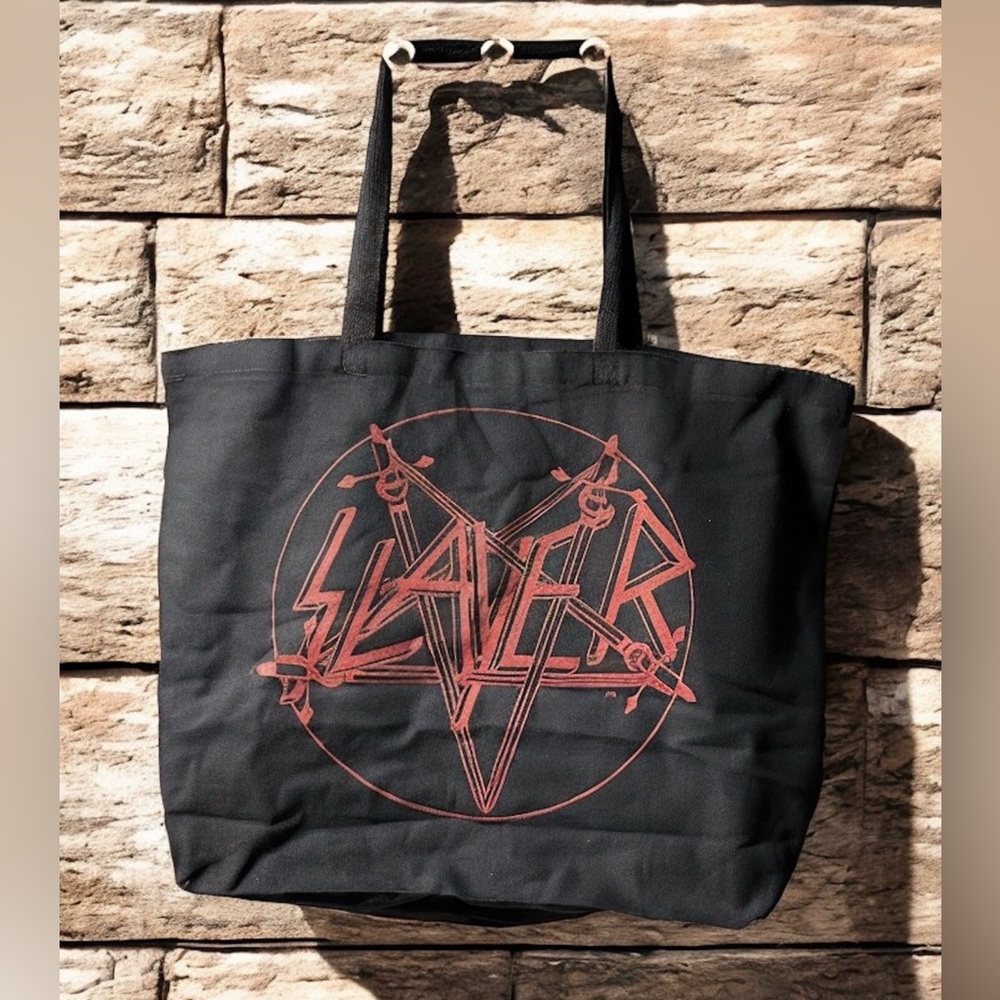 Slayer Black Canvas  Tote Bag with Qtees Tag
